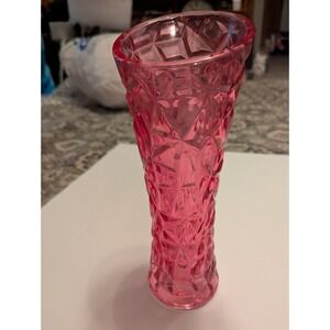 Rare Vintage Pretty‎ In Pink Cut Crystal Vase